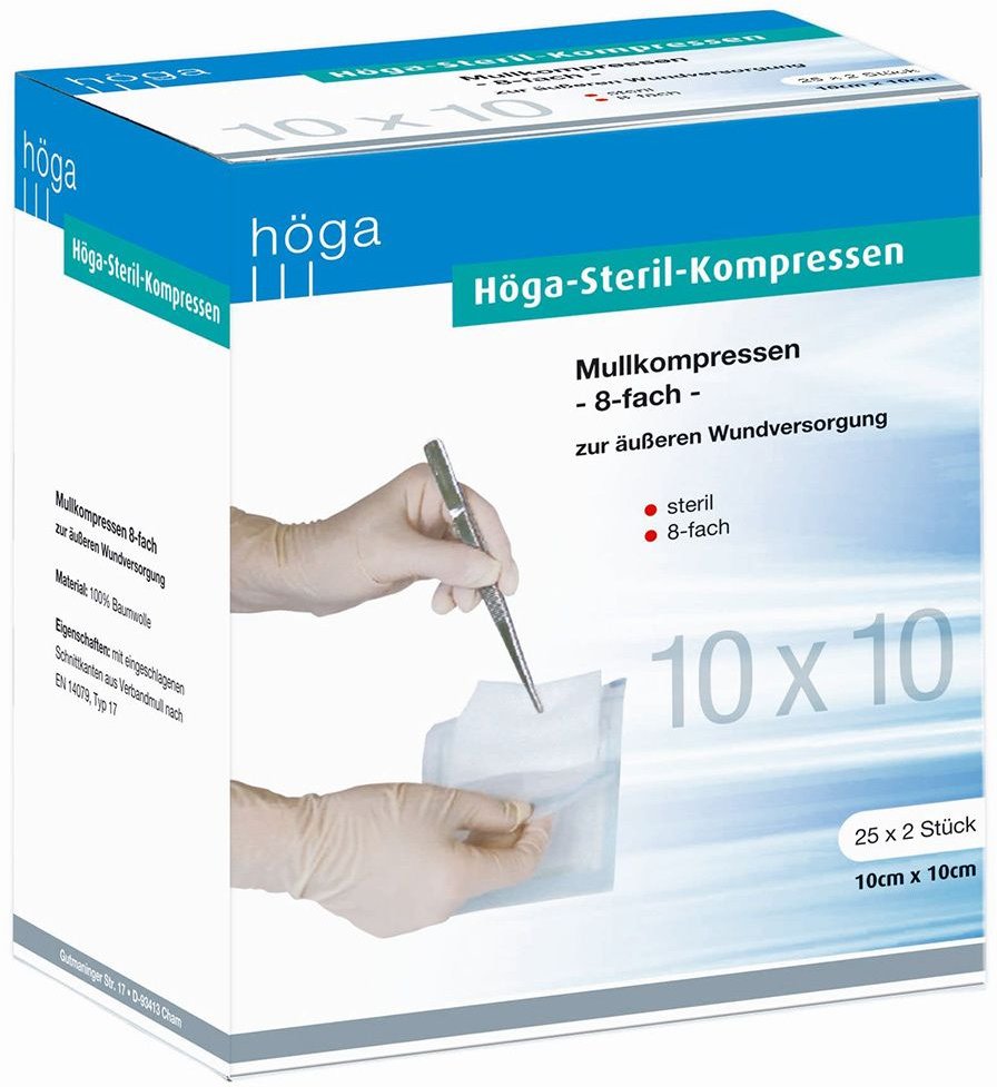 Höga-Kompressen 10x10 cm steril 8fach 25x2 St Kompressen