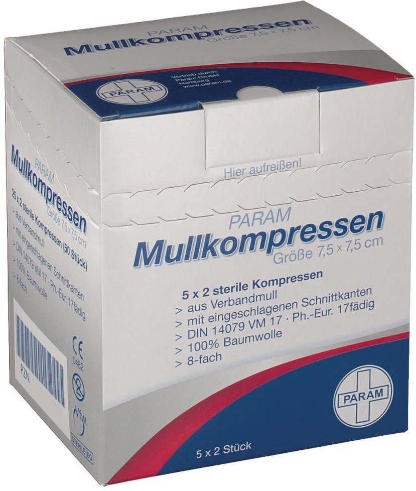 Mullkompressen 7,5x7,5 cm steril 8fach 5x2 St Kompressen