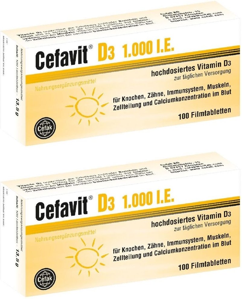 Cefavit D3 1.000 I.e. Filmtabletten 2x 2x100 St