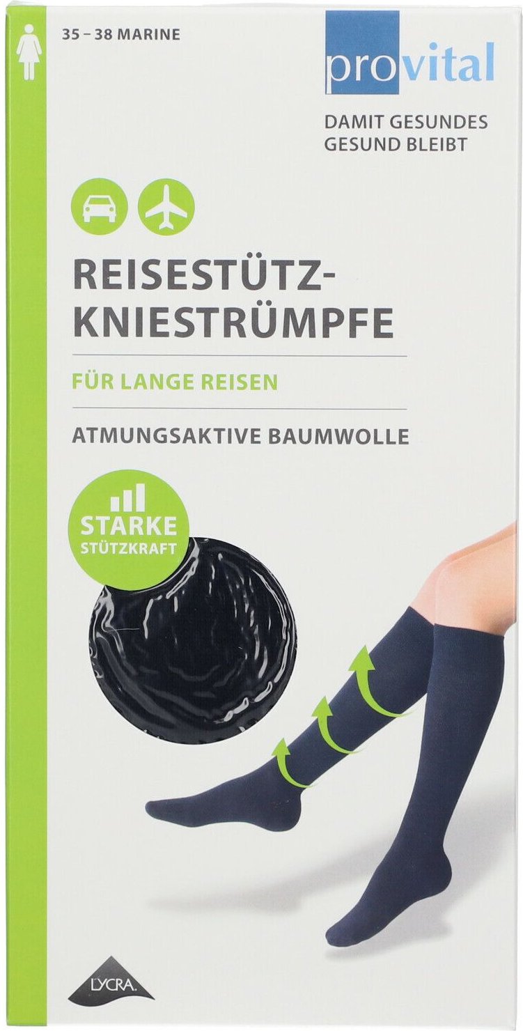 Provital Reisekniestrümpfe Gr.35-38 marine Baumw. 2 St Sonstige