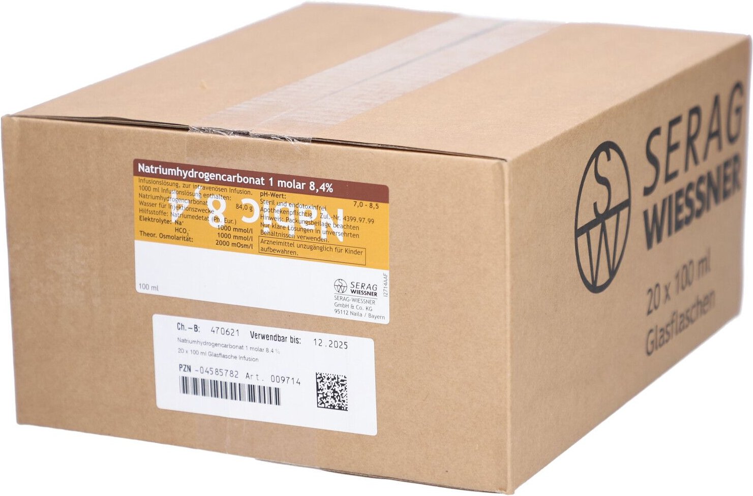 Natriumhydrogencarbonat 8,4% 1 mol Glas 20x100 ml Infusionslösung