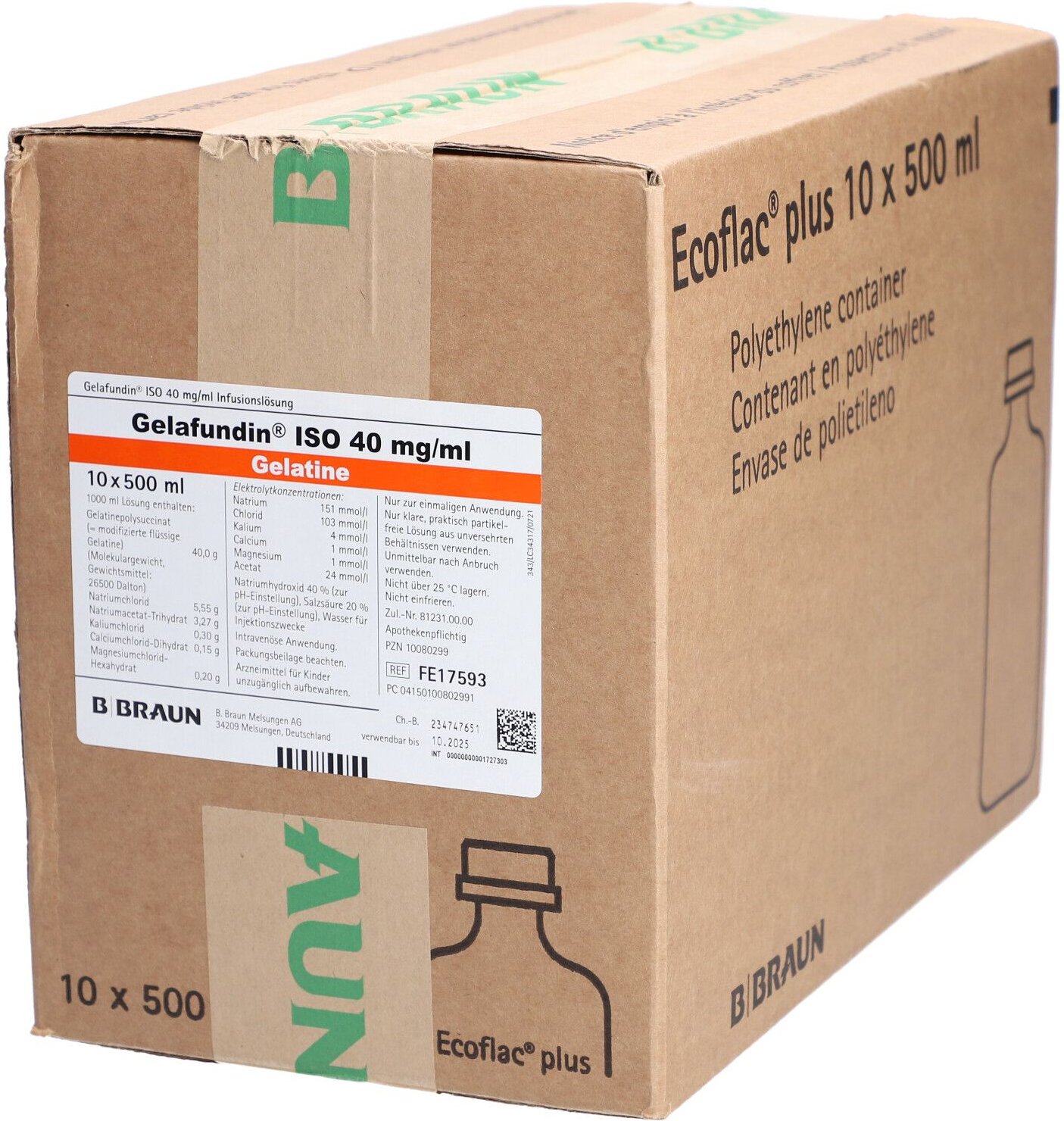 Gelafundin ISO 40 mg/ml Ecoflac plus Infusionslsg. 10x500 ml Infusionslösung