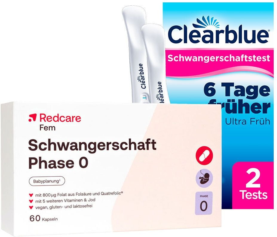 Schwangerschaft PHA 0 Redcare + Clearblue Schwanger Fruehe Erkennung 1 St Set