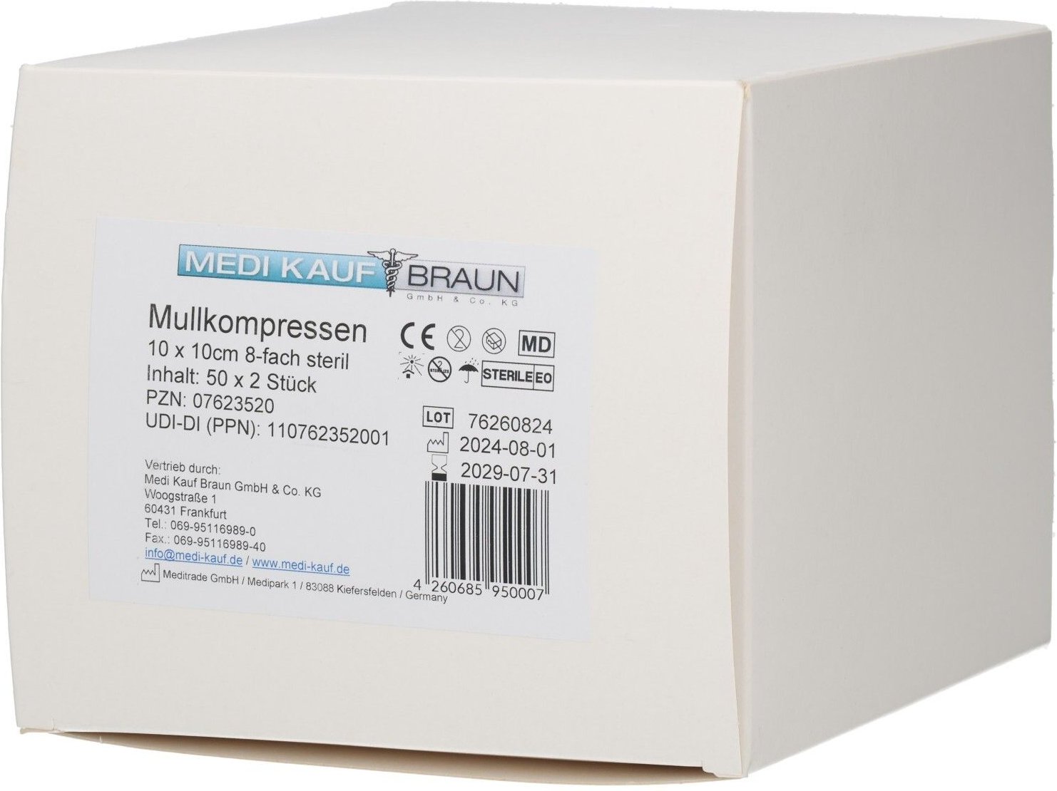 Mullkompressen 10x10 cm steril 50x2 St Kompressen