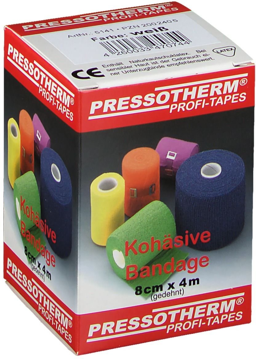 Pressotherm Kohäsive Bandage 8 cmx4 m weiß 1 St Binden