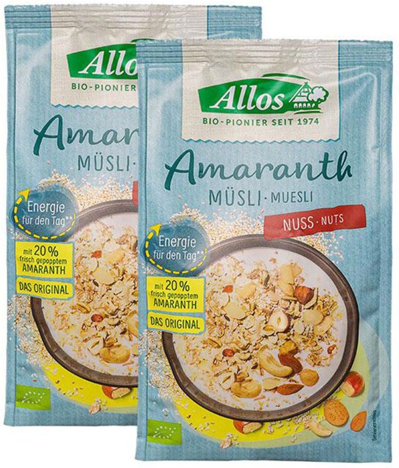 Allos Bio Amaranth Müsli, Nuss 2x375 g Müsli