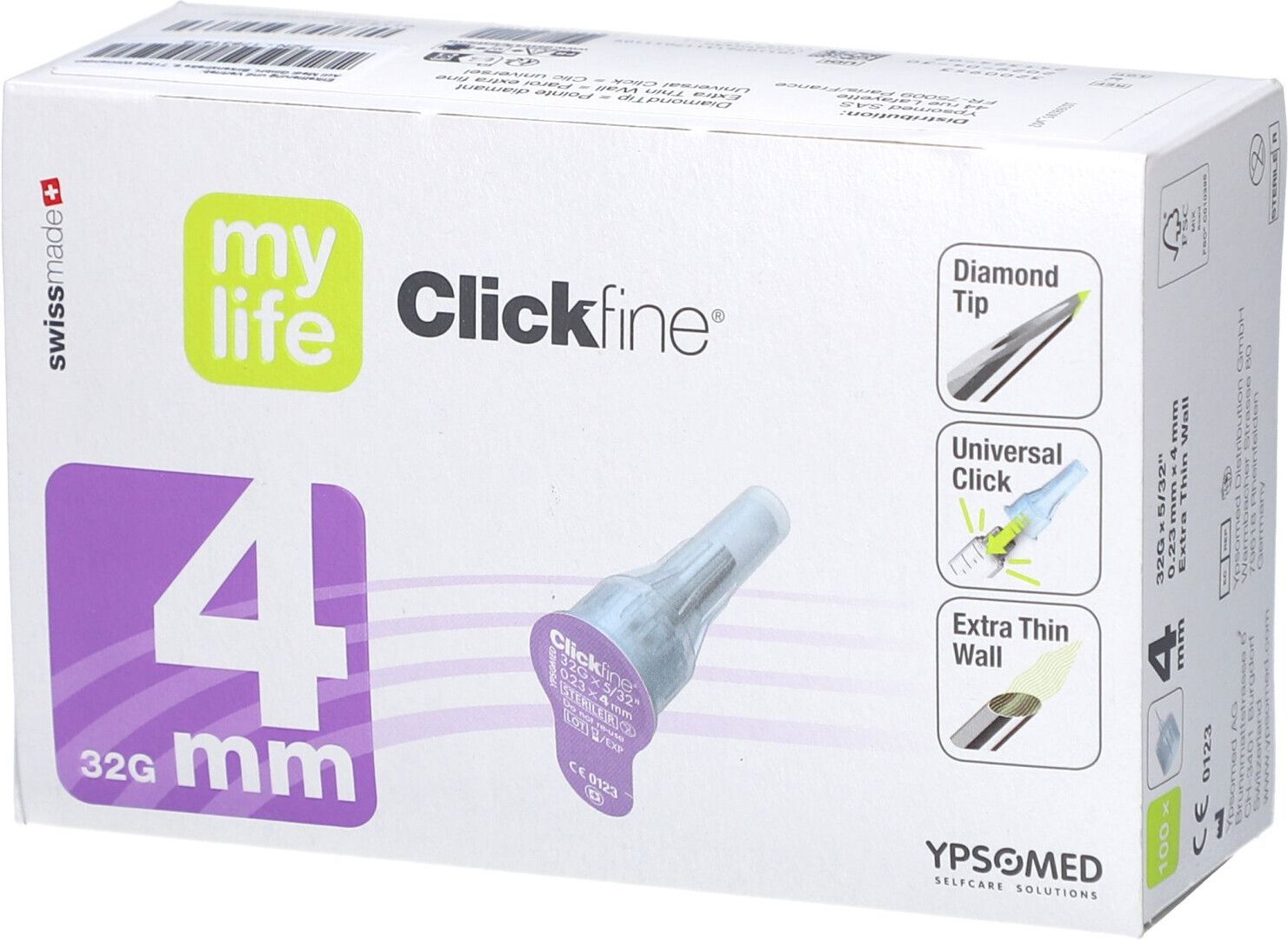 Clickfine Universal 4 Kanülen 0,23x4 mm 100 St Kanüle