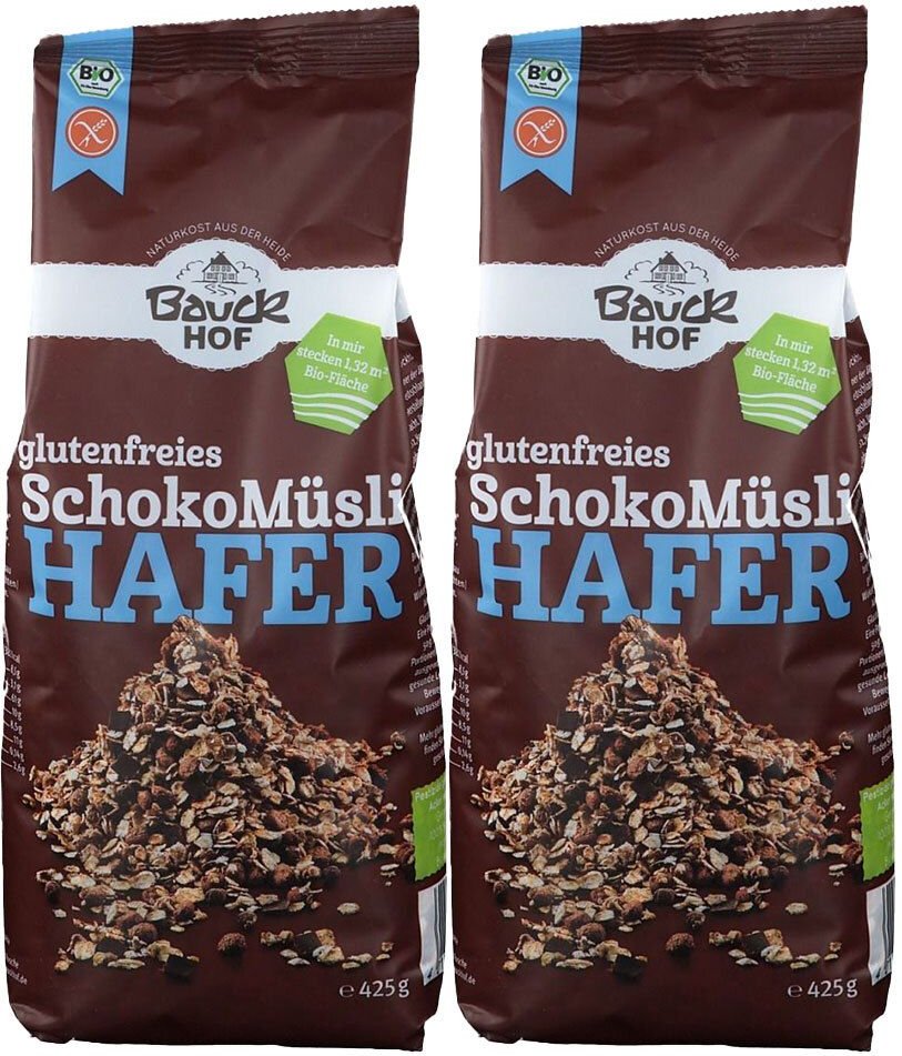 Bauckhof Bio Glutenfreies Hafermüsli, Schokolade 2x425 g Müsli