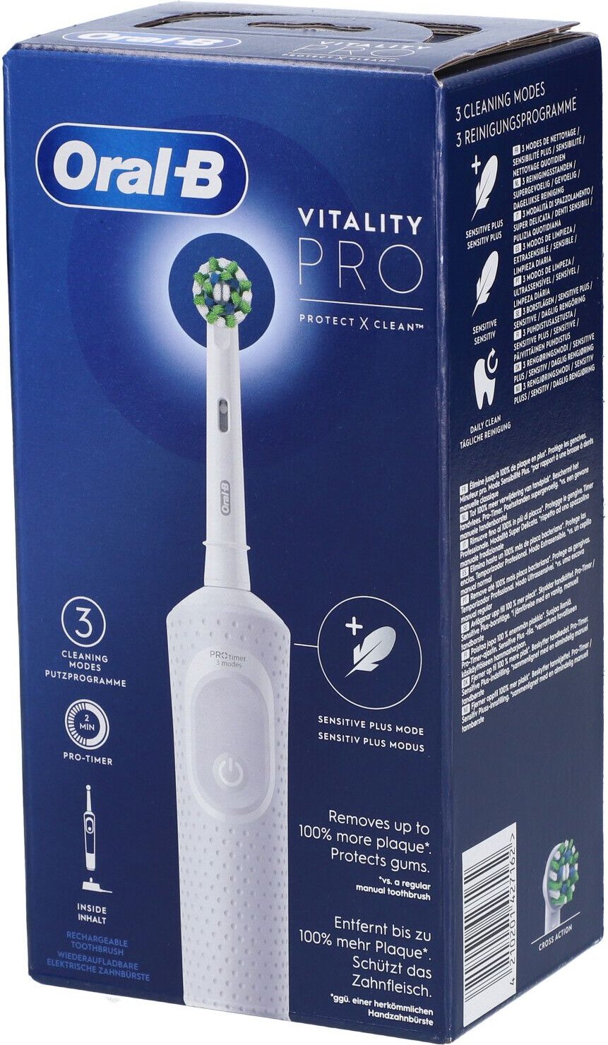 Oral-B Vitality PRO Cross Action White - Brosse à dents électrique rechargeable, 3 modes d 1 St Zahnbürste