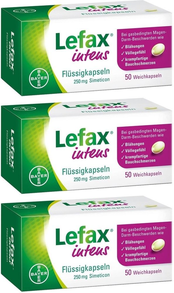 Lefax intens Flüssigkapseln 250 mg Simeticon 3x 3x50 St Weichkapseln