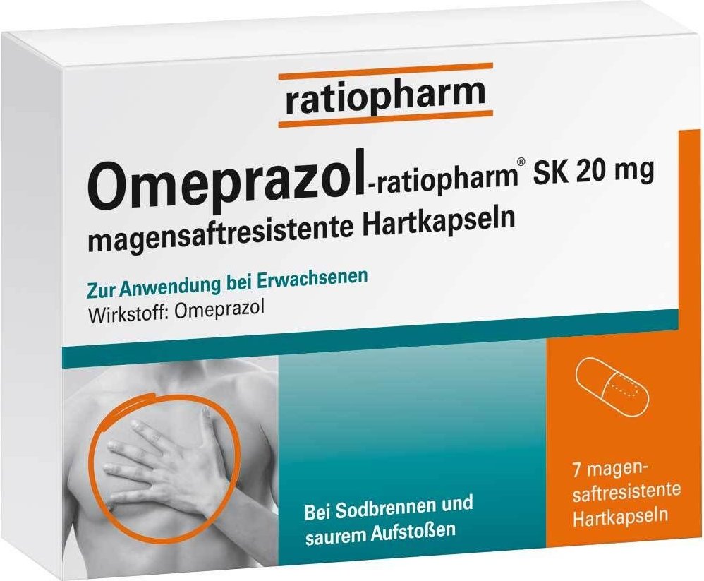 OMEPRAZOL-ratiopharm SK 20 mg magensaftr.Hartkaps. 7 St Magensaftresistente Hartkapseln
