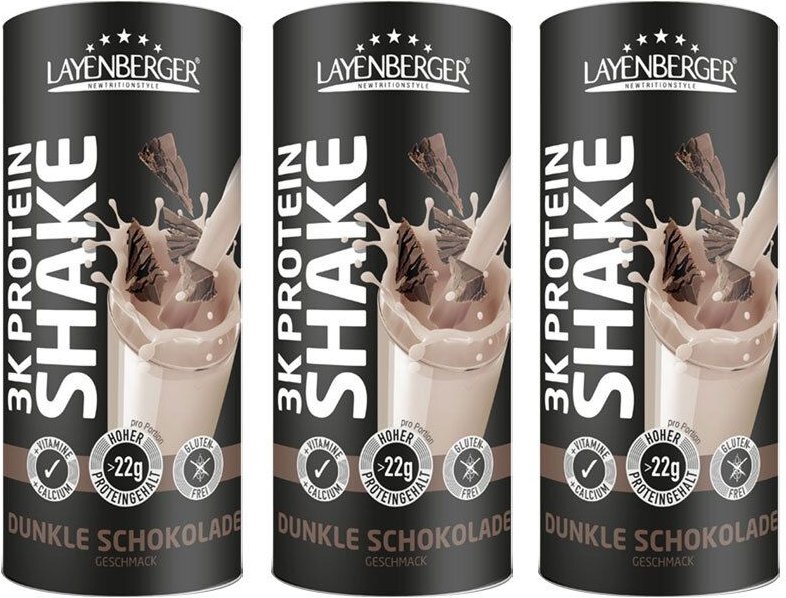 3x Layenberger 3K Protein Shake dunkle Schokolade Plv 3x360 g Pulver