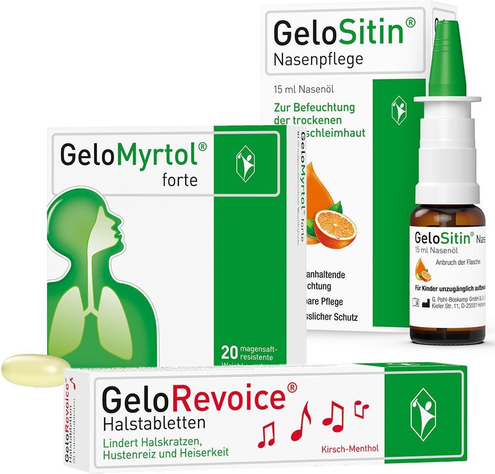 GeloMyrtol forte der pflanzliche Schleimlöser & GeloRevoice Halstabletten Kirsch-Menthol 1 St