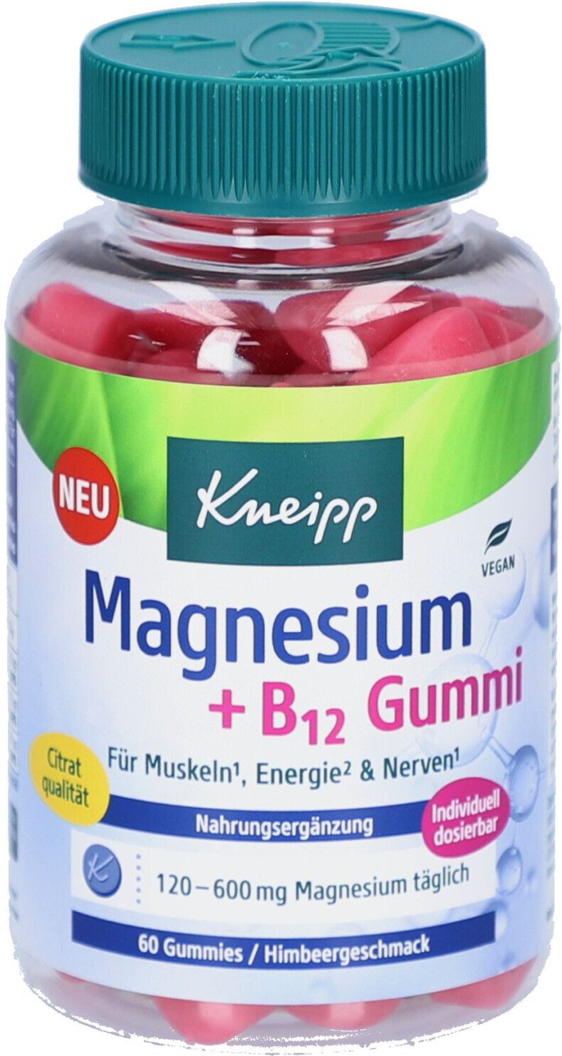 Kneipp Magnesium+B12 Gummi Himbeer 60 St Gummibärchen
