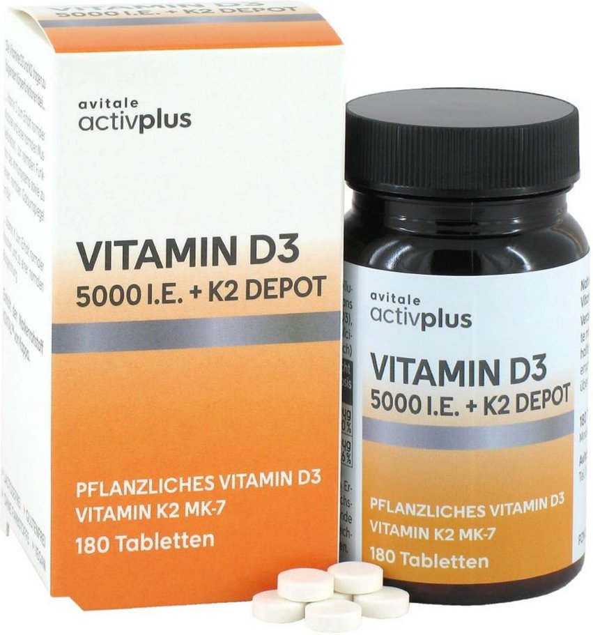 Activplus Vitamin D3 5000 I.e.+K2 Depot Tabletten 180 St