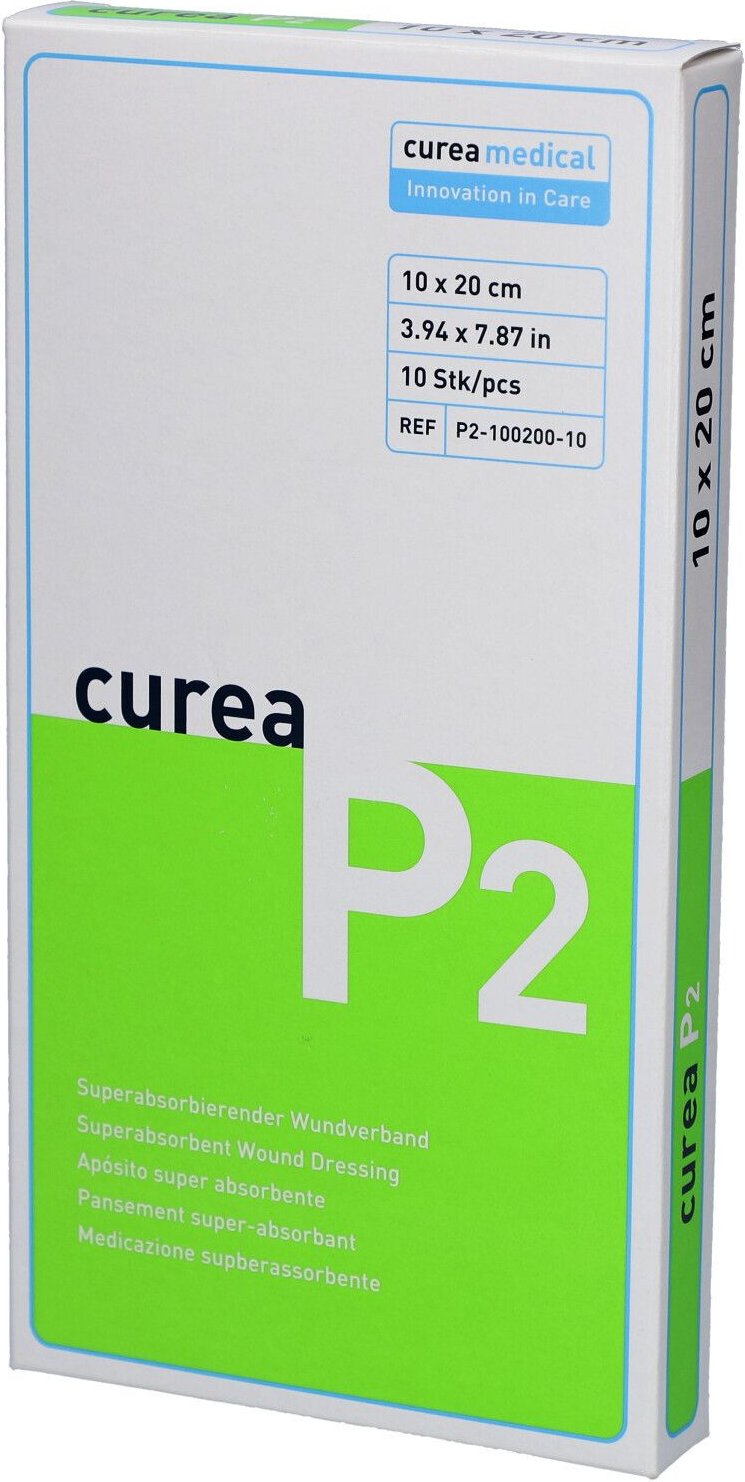Curea P2 superabsorb.Wundauflage 10x20 cm 10 St Kompressen