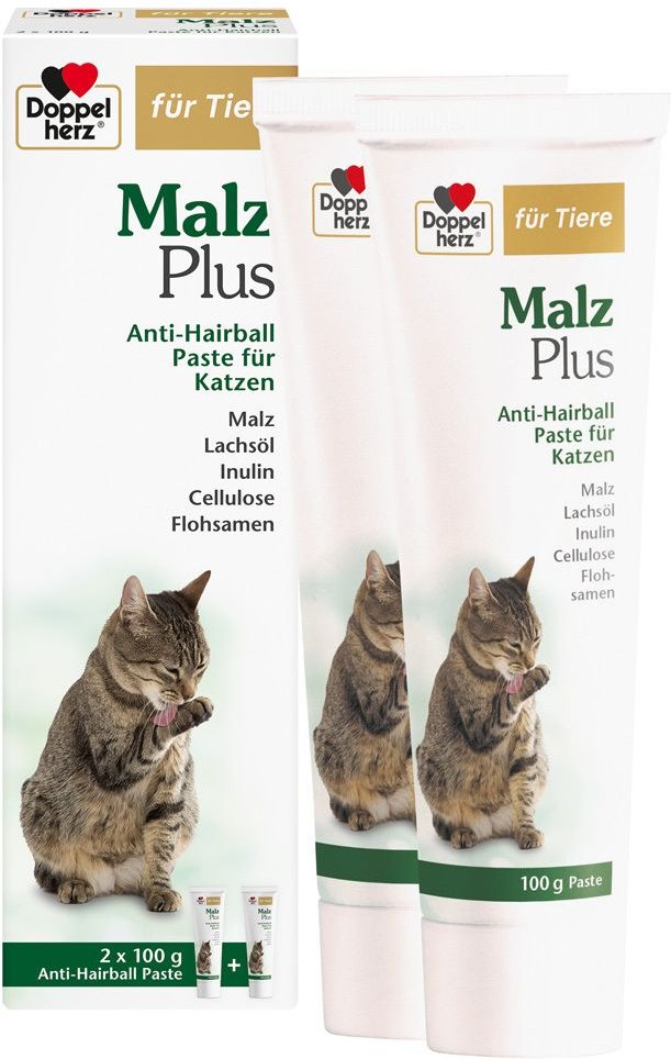 Doppelherz für Tiere Malz Plus Anti-Hairb.Pas.Kat. 2x100 g Paste