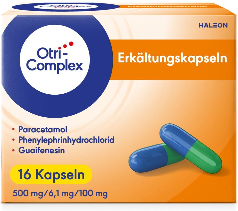 Otricomplex Erkältungskapseln 500mg/6,1mg/100mg 2x8 St Hartkapseln