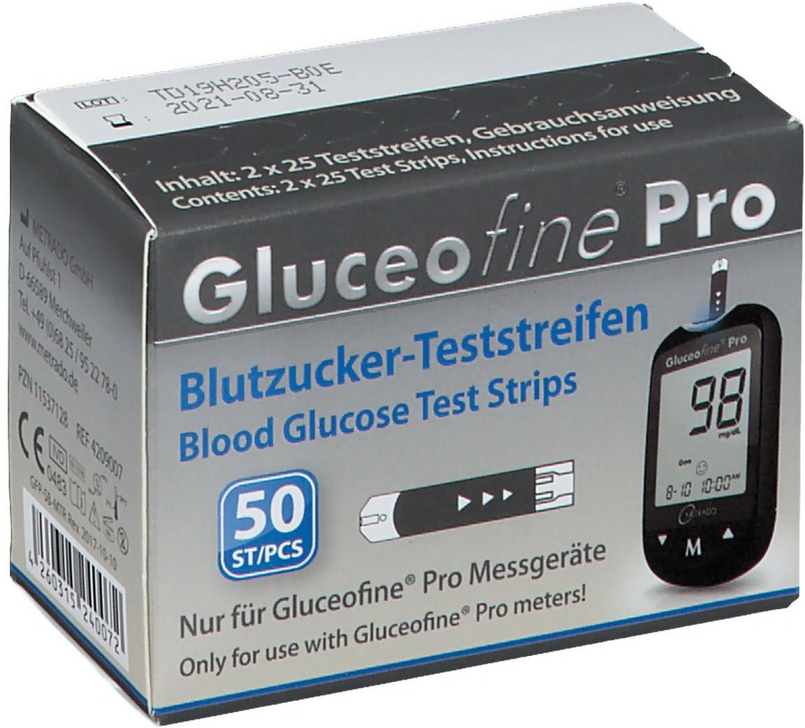 Gluceofine Pro Blutzucker-Teststreifen 50 St Teststreifen