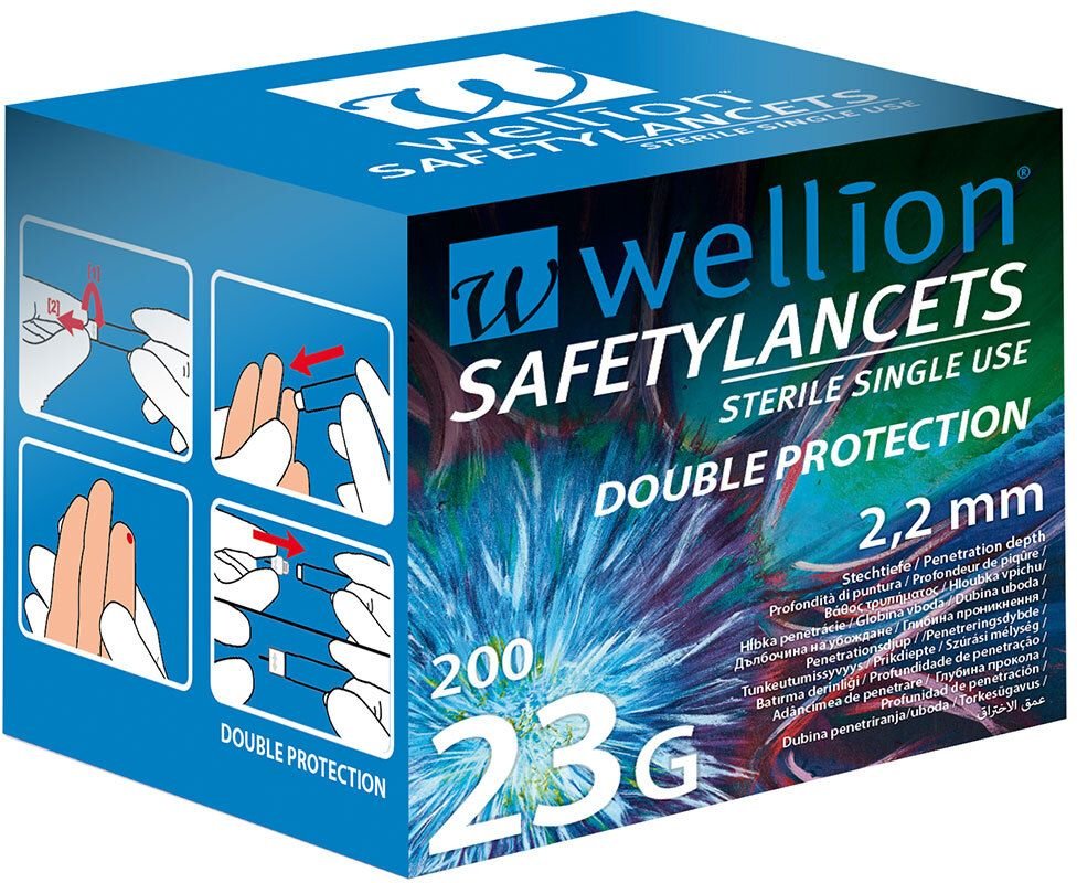 Wellion Safetylancets 23 G Sicherheitseinmallanz. 200 St Lanzetten
