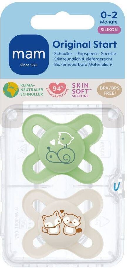 Thumbnail - MAM Original Start Fopspeen Silicone Unisex 0-2 2 St Schnuller