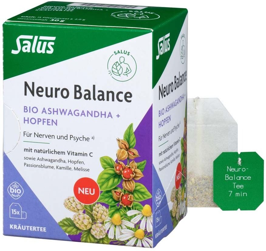 Neuro Balance Bio Ashwagandha+Hopfen Tee Salus 15 St Filterbeutel