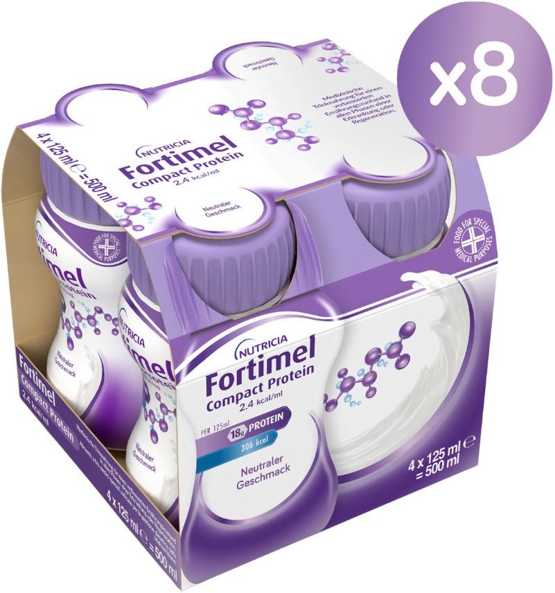 Fortimel Compact Protein 2.4 kcal neutral 8x4x125 ml Flüssigkeit