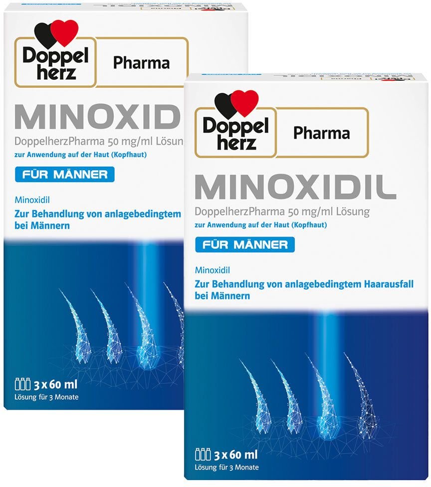 Thumbnail - Minoxidil DoppelherzPhar.50mg/ml Lsg.Anw.Haut Mann x2 2x3x60 St Lösung