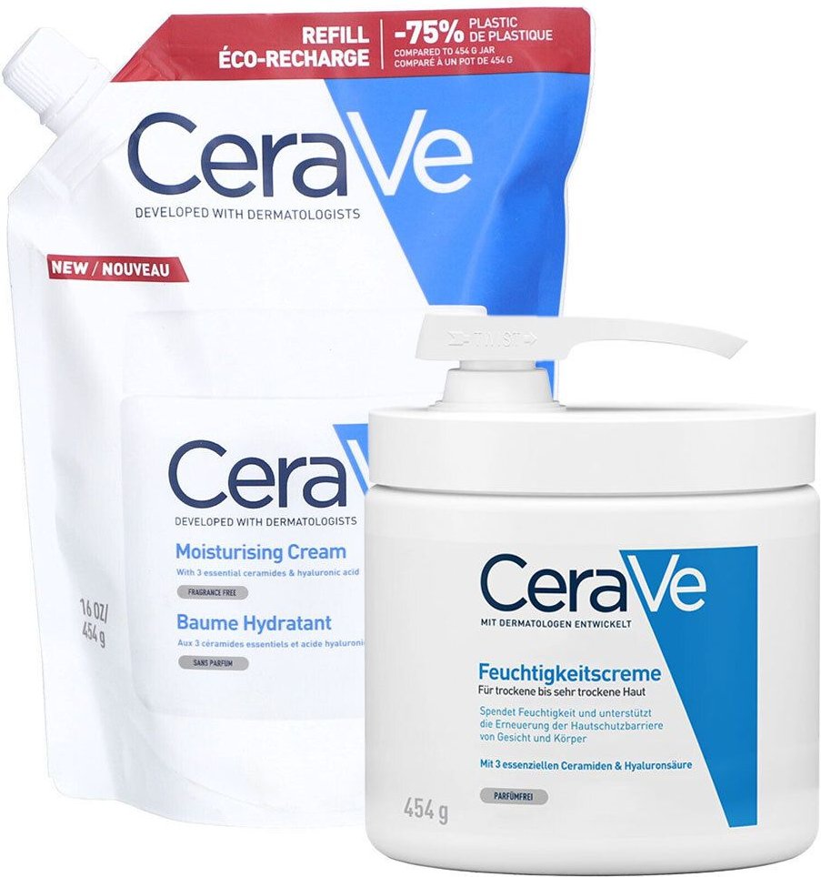CeraVe Feuchtigkeitscreme mit Pumpspender + im Nachfüllpack Set 2x454 g Creme