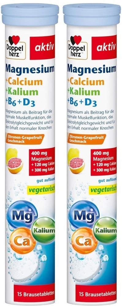 Doppelherz Magnesium+Calcium+Kalium Brausetabl. 2x 2x15 St Brausetabletten