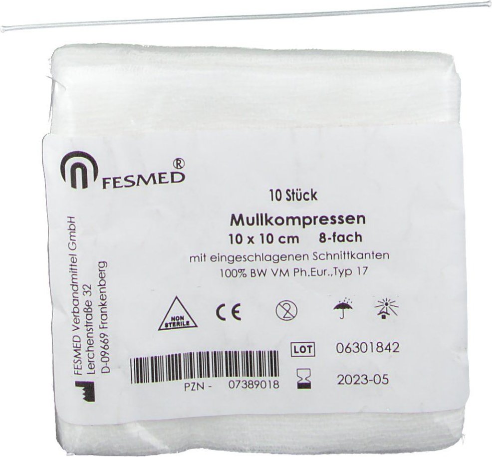 Thumbnail - Mullkompressen 10x10 cm unsteril 16fach RK 100 St Kompressen