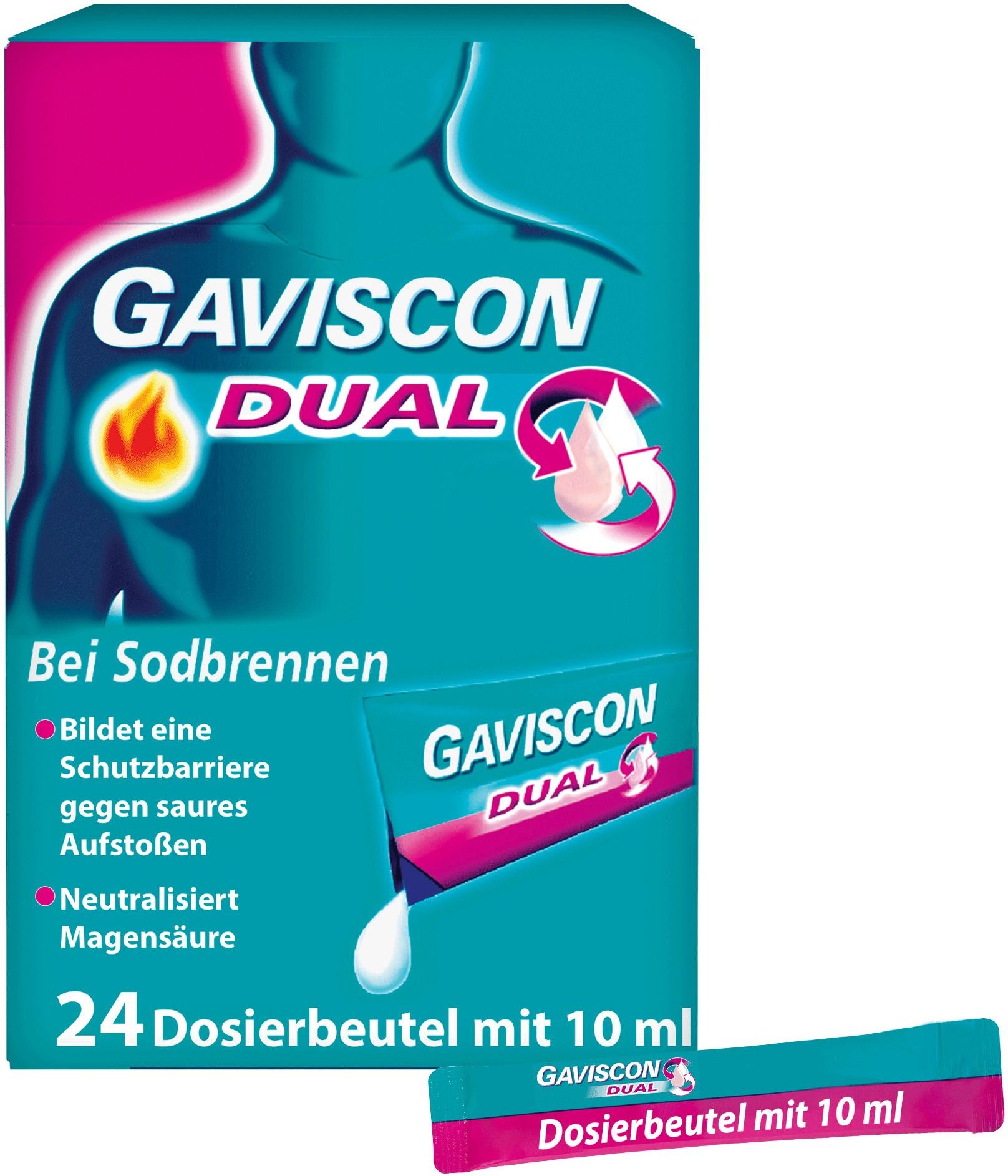 Gaviscon Dual 500mg/213mg/325mg Susp.z.Einn.Btl. 24x10 ml Suspension