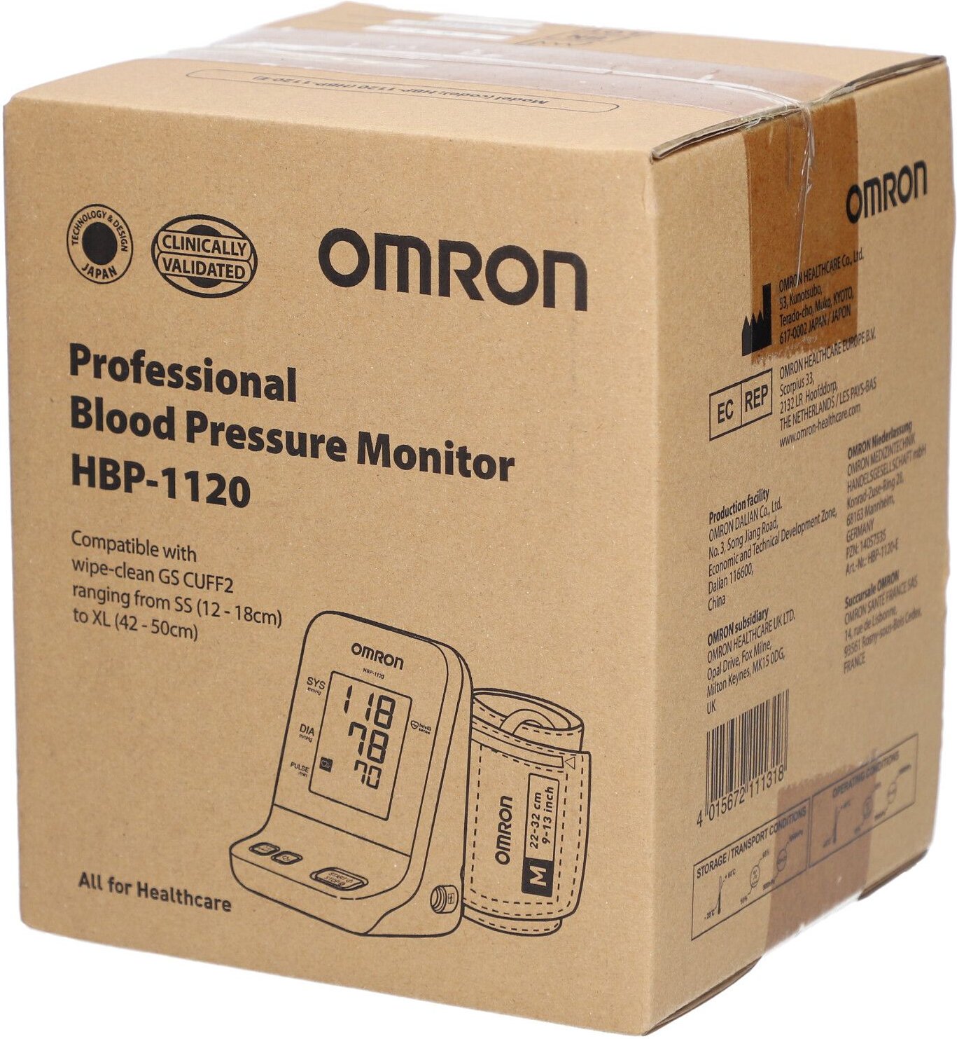 Omron Hbp-1120-E Oberarm Blutdruckmessgerät 1 St Kombipackung
