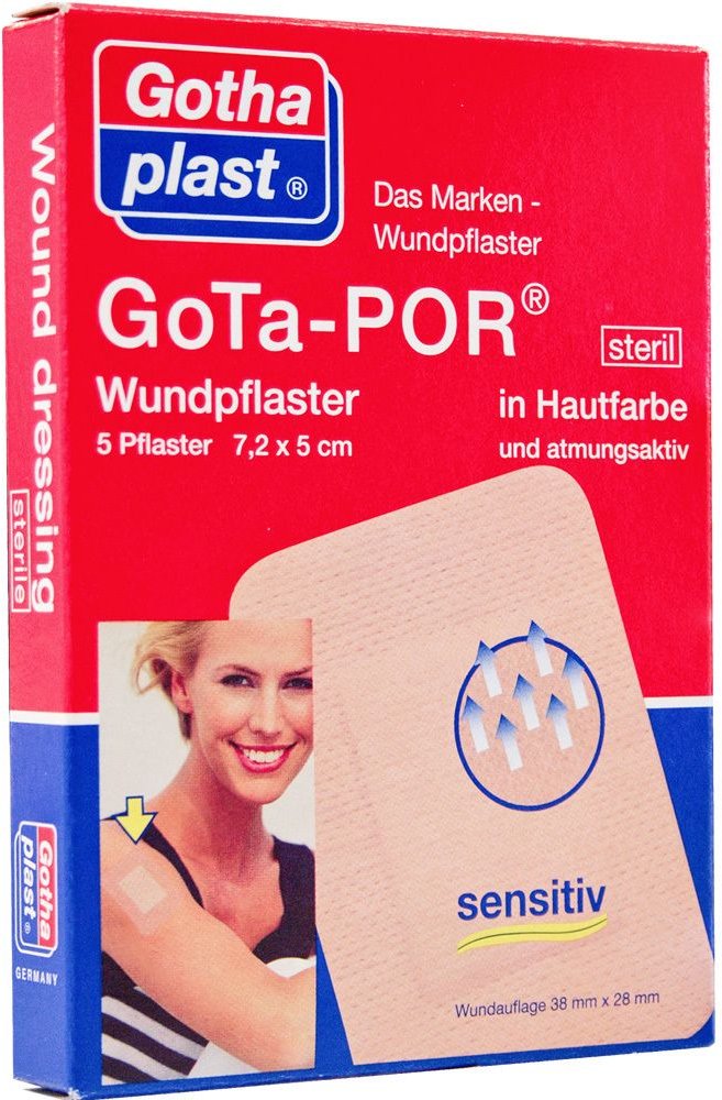 Gota-Por Wundpflaster 5x7,2 cm steril hautfarben 5 St Pflaster