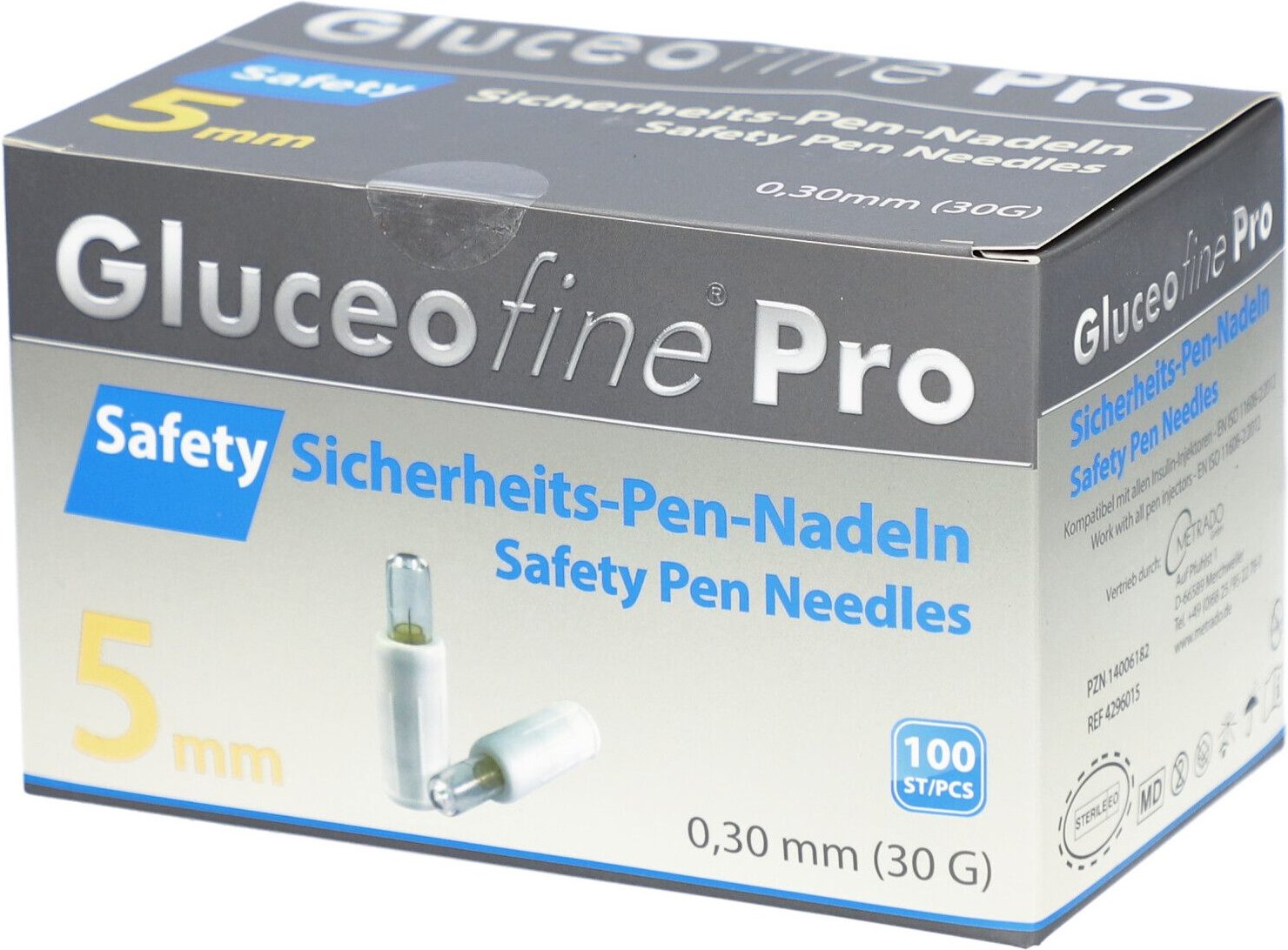 Gluceofine Pro Safety Sich.-Pen-Nadeln 30 Gx5 mm 100 St