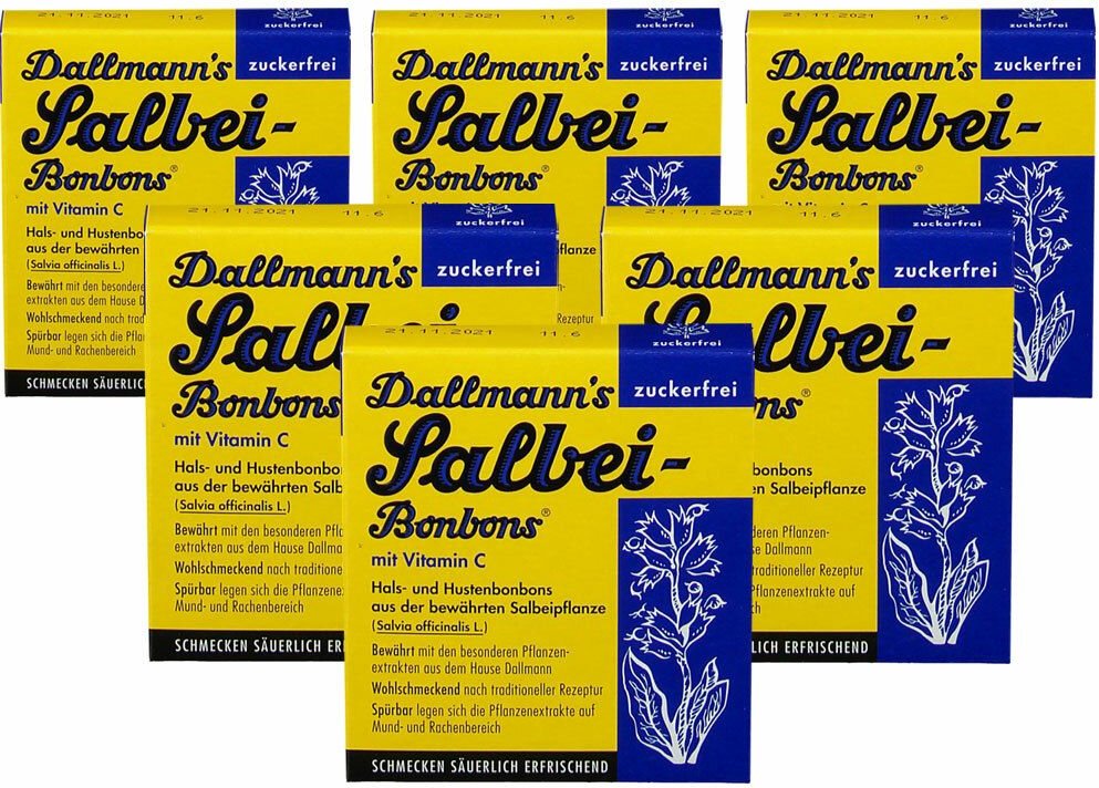 Thumbnail - Dallmanns® Salbeibonbons zuckerfrei Fünferpack 5x20 St Bonbons