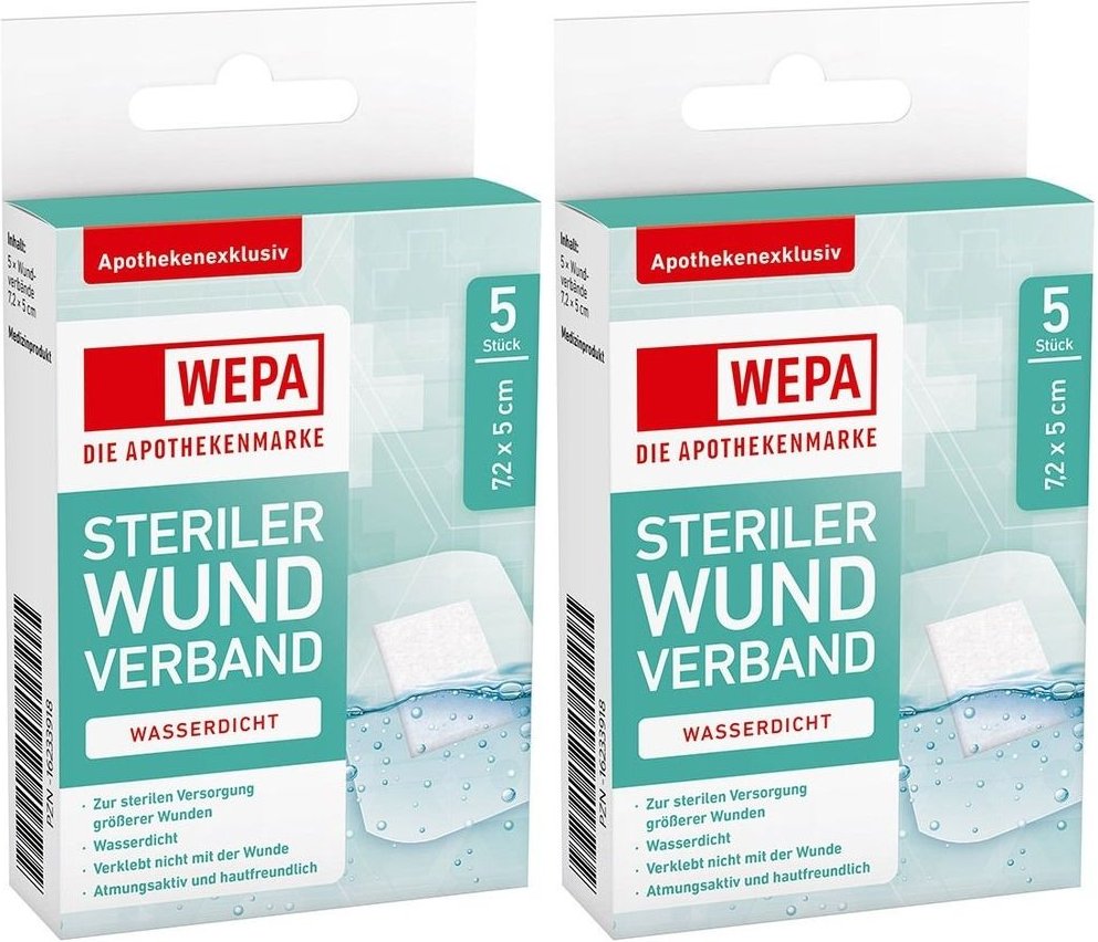 Wepa Wundverband wasserdicht 7,2x5 cm steril 2x 2x5 St Pflaster