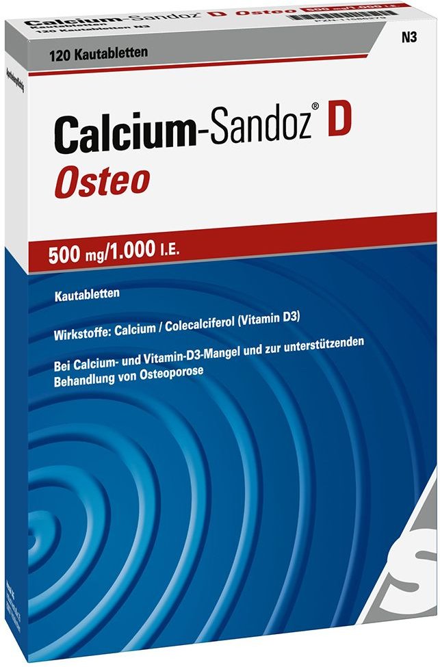 Calcium Sandoz D Osteo 500 mg/1.000 I.e. Kautabl. 120 St Kautabletten