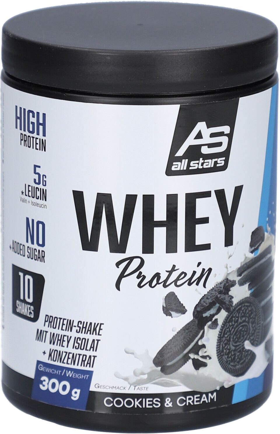 Whey Protein Cookies & Cream 300 g Dose PUE new