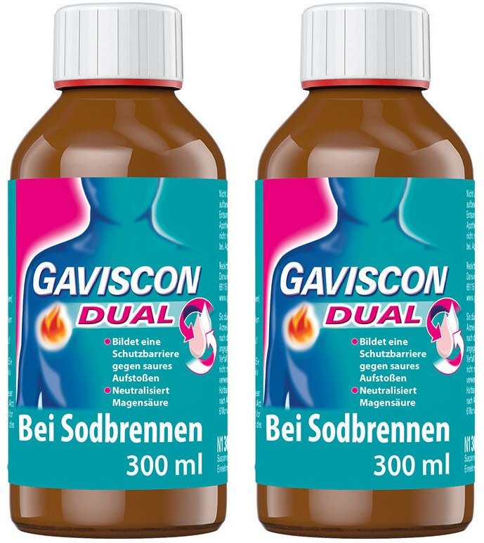 Gaviscon Dual 500mg/213mg/325mg Suspension z.Einn. 2x 2x300 ml zum Einnehmen