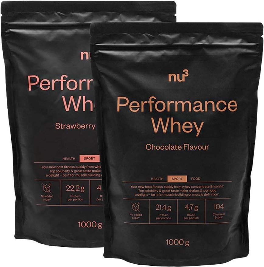nu3 Performance Whey Probierpaket Schoko + Erdbeer 2x1000 g Pulver