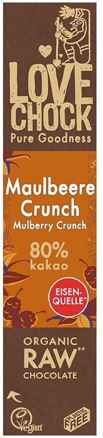 Lovechock Bio rohe Schokolade Bars, Maulbeere-Crunch 40 g