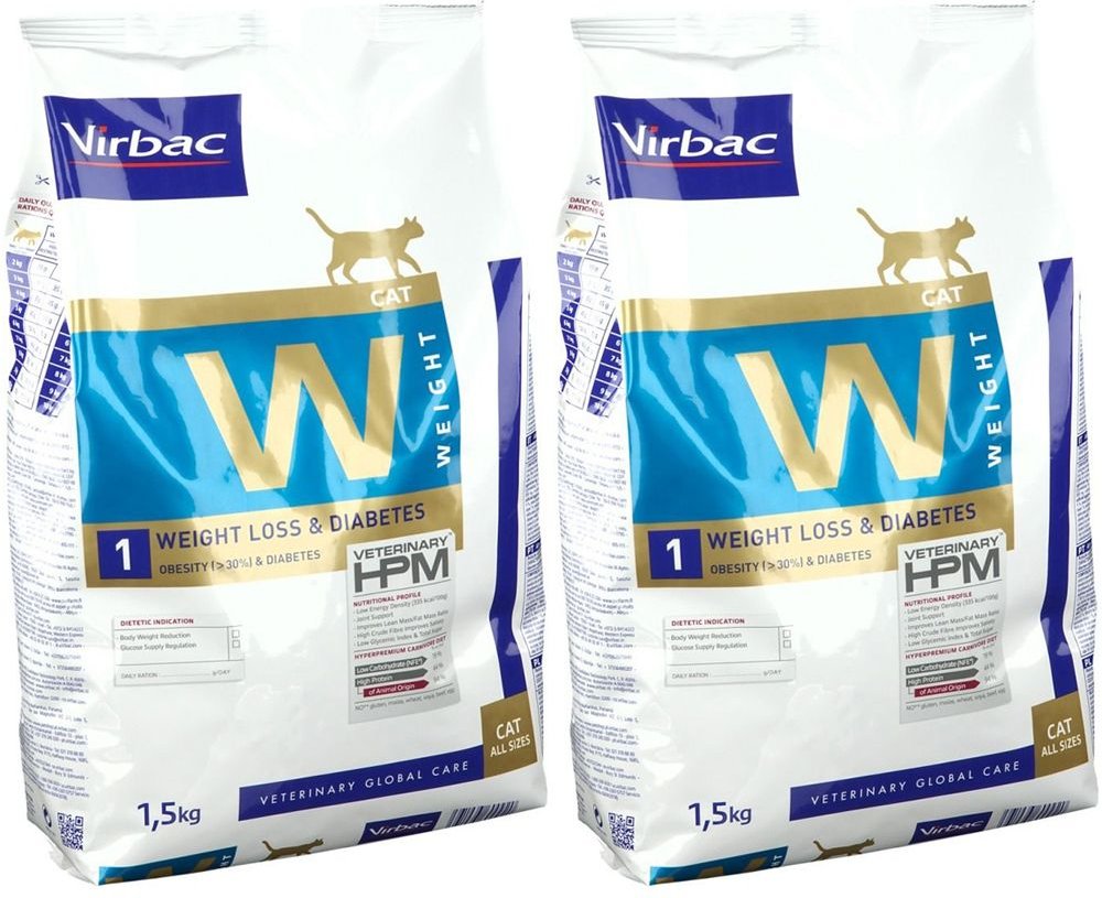 Virbac Veterinary Hpm® Weight Loss & Diabetes, Croquettes chat obèse x2 2x1500 g