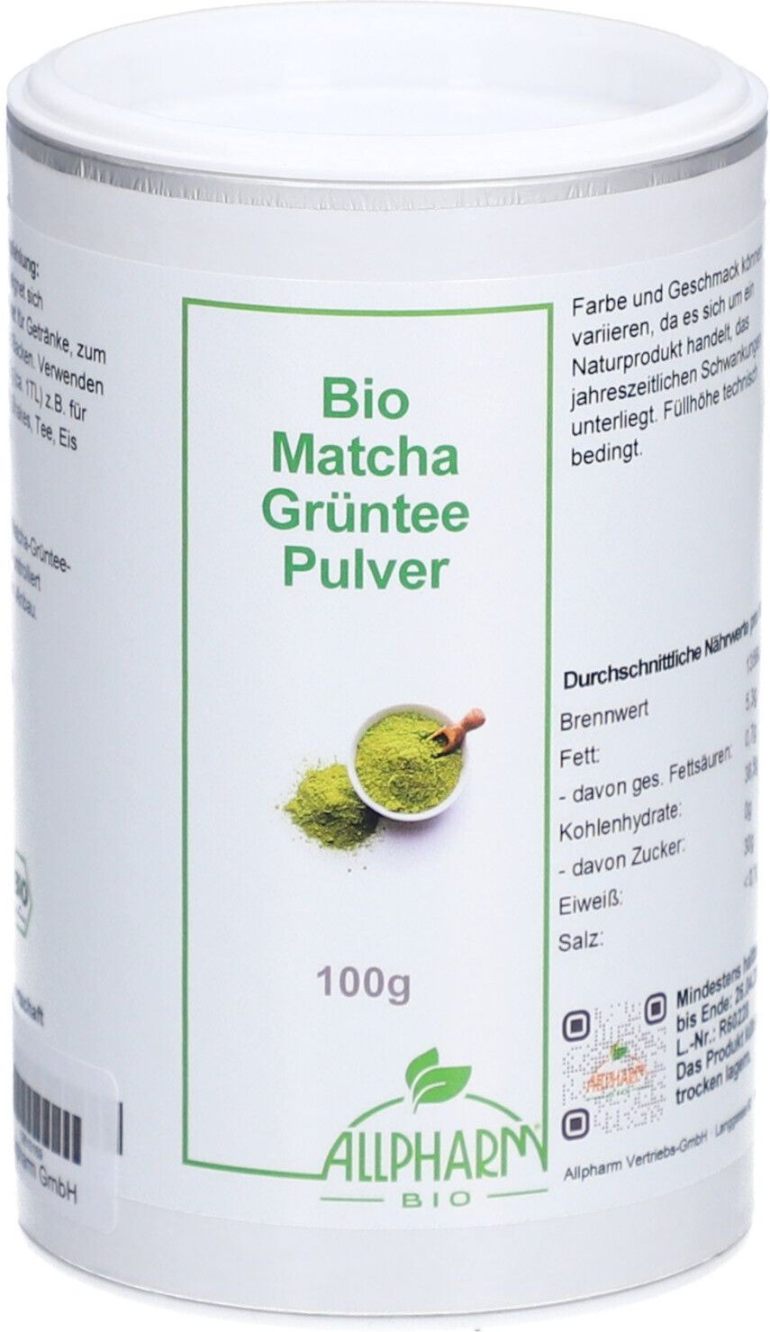 Thumbnail - BIO Matcha Grünteepulver Allpharm 100 g Pulver