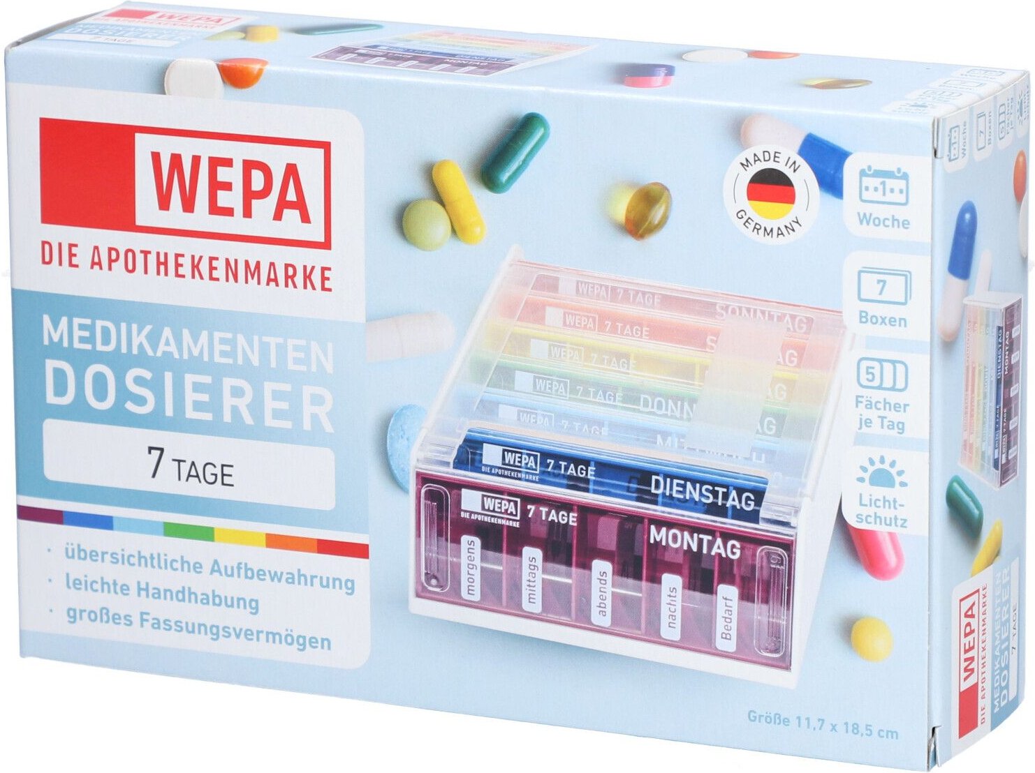 Wepa 7 Tage Wochenmagazin UV-Schutz+ Regenbogen 1 St Box