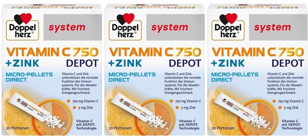 Doppelherz Vitamin C 750 Depot system Pellets 3x 3x20 St