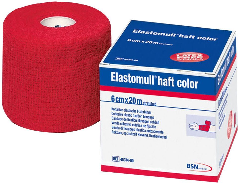 Elastomull haft color 8 cmx20 m Fixierb.rot 1 St Binden