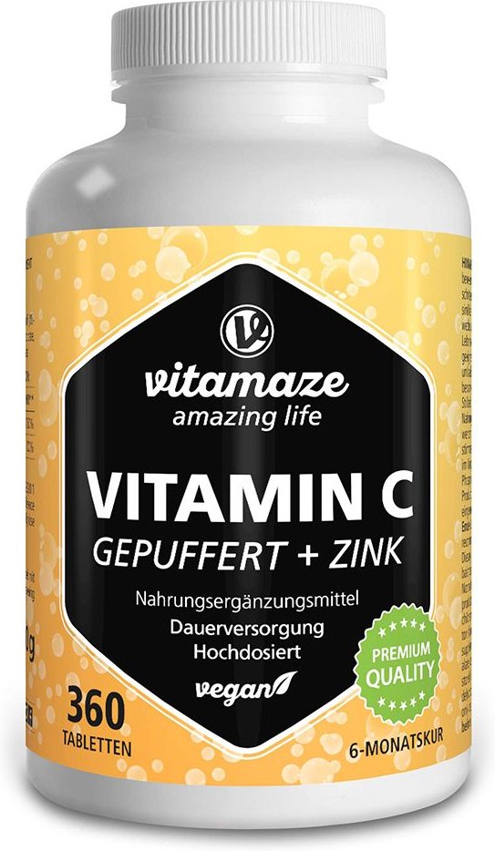 Vitamin C Gepuffert 1000 mg hochdosiert + Zink Tabletten