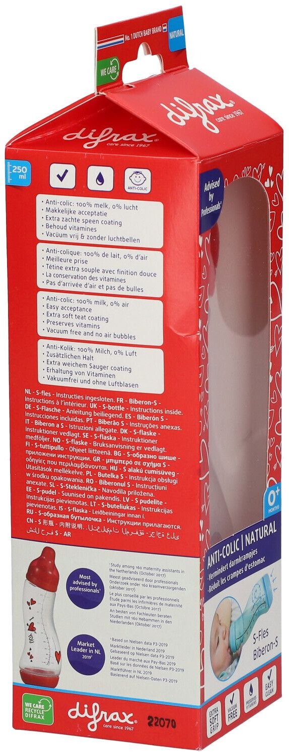 Difrax S-Fles Natural I Love 250ml 250 ml Flaschen