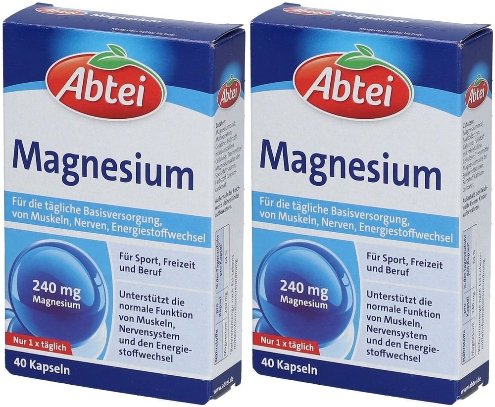 Abtei Magnesium 240 mg Kaps.Titandioxidfrei De/At 2x 2x40 St Kapseln
